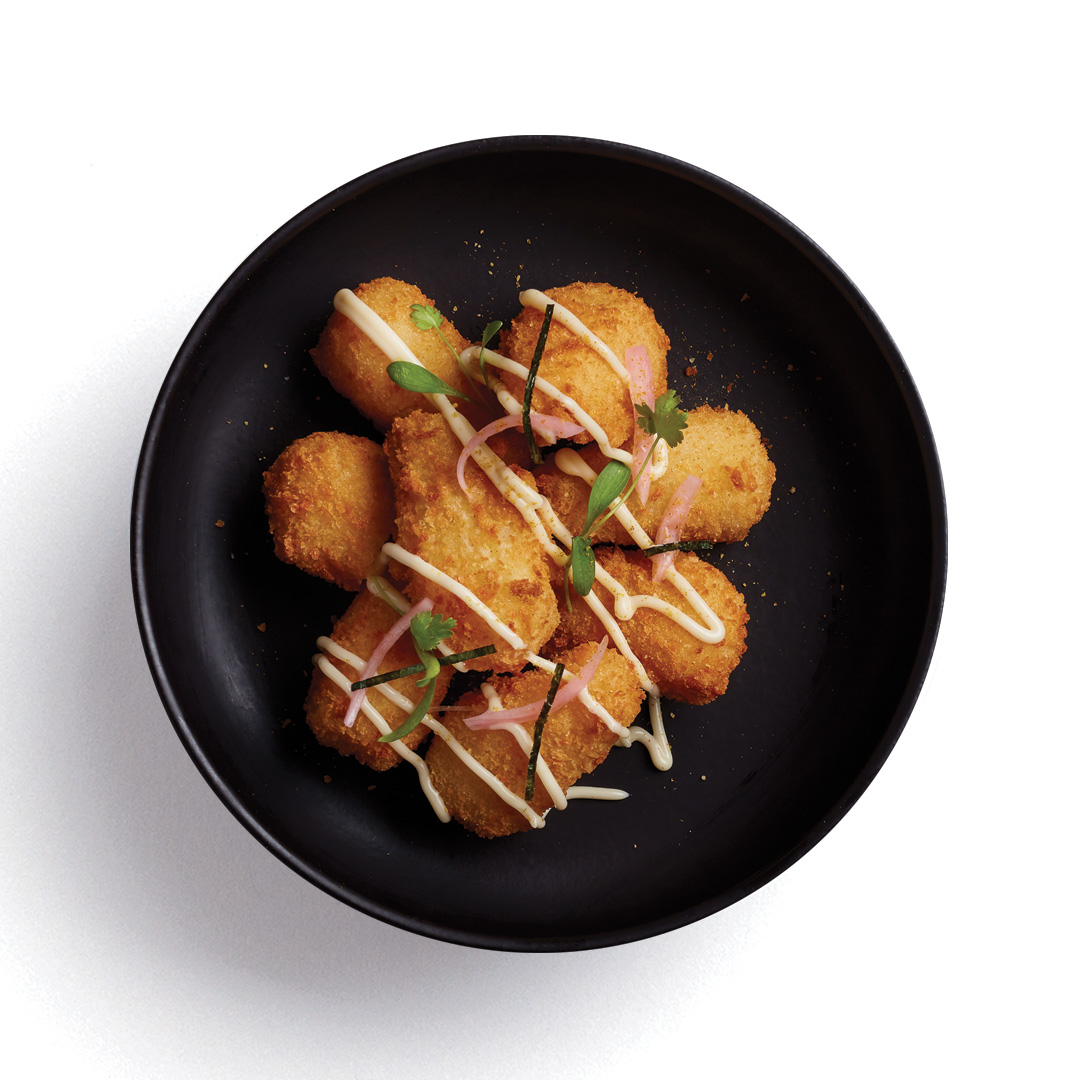Bloom's Cauliflower, tofu, enoki, jalapeno, Japanese mayo dish